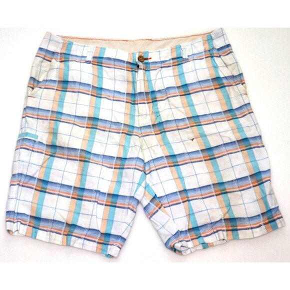 Tommy Bahama Relax Plaid Linen Cotton Shorts Size 36 Coastal Resort Aesthetic - Picture 1 of 6